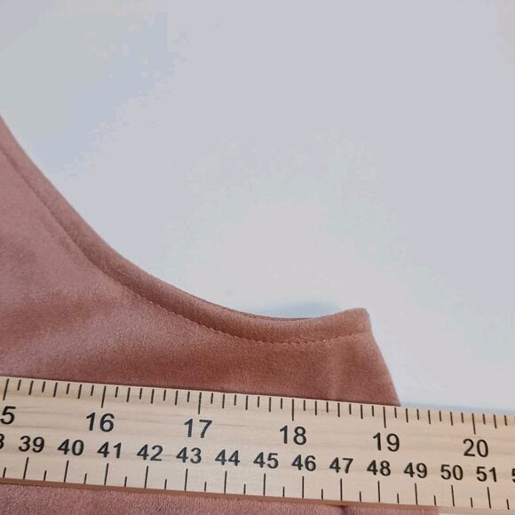 Taylor & Sage Halter Women's Medium Faux Suede Mauve Laser Cut Eyelet Tank - Picture 12 of 13